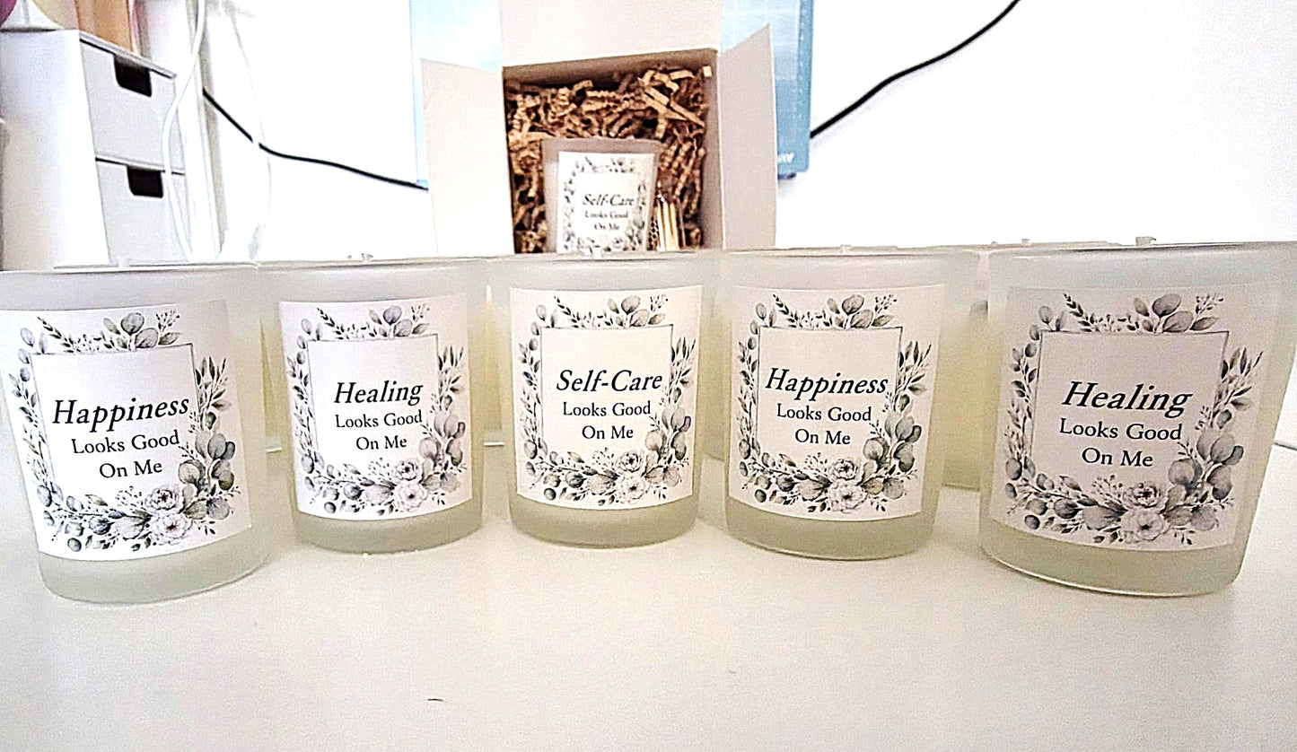 Handmade Crystal Scented Candle – Self-Care, Healing, Happiness & Confidence Gift