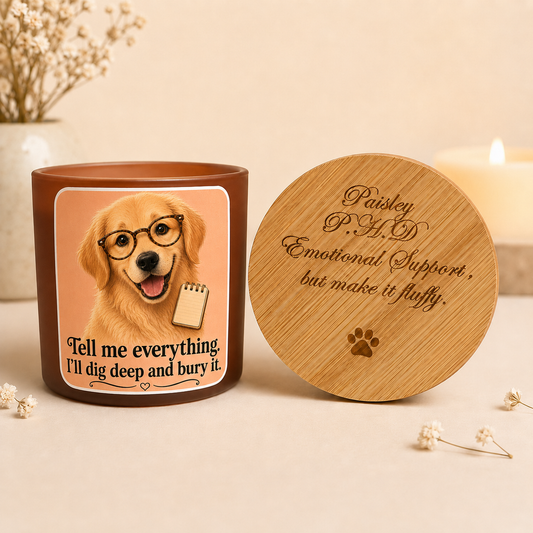 Personalised Dog Photo - Pet Therapist Funny Candle - Dig Deep