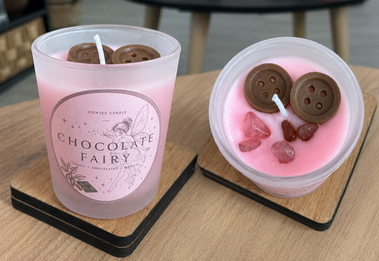 Crystal Chocolate Fairy Fruity Hand Poured Pink Candle Strawberry Quartz