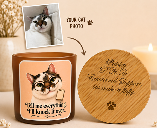 Personalised Cat Photo - Pet Therapist Funny Candle - Knock it over