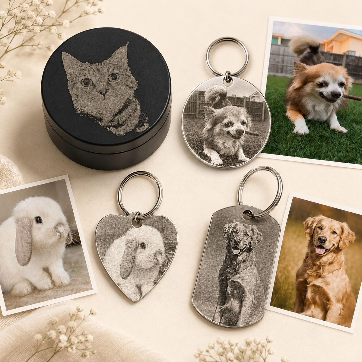 Personalised pet keepsakes, photo keyrings and memorial gifts