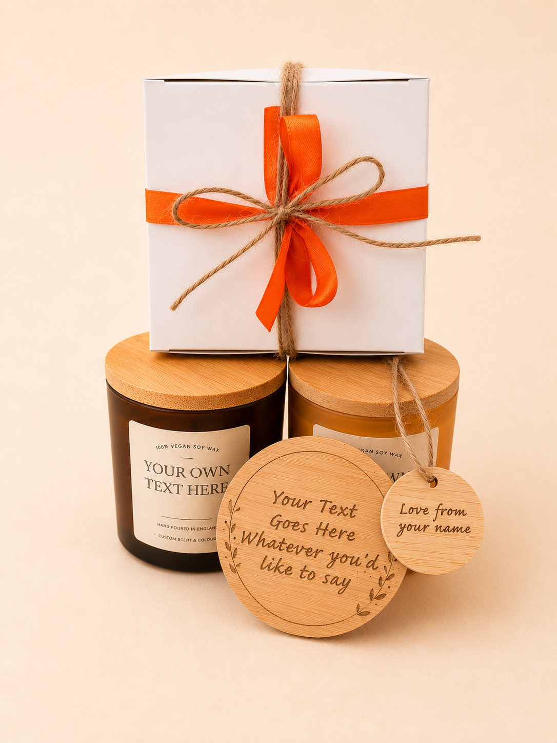 Personalised handmade scented candles with custom messages