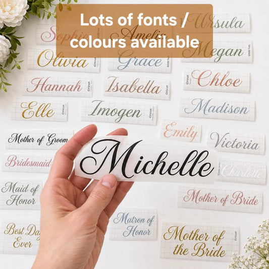 Custom name vinyl stickers decals - flask cup glass box wall labels