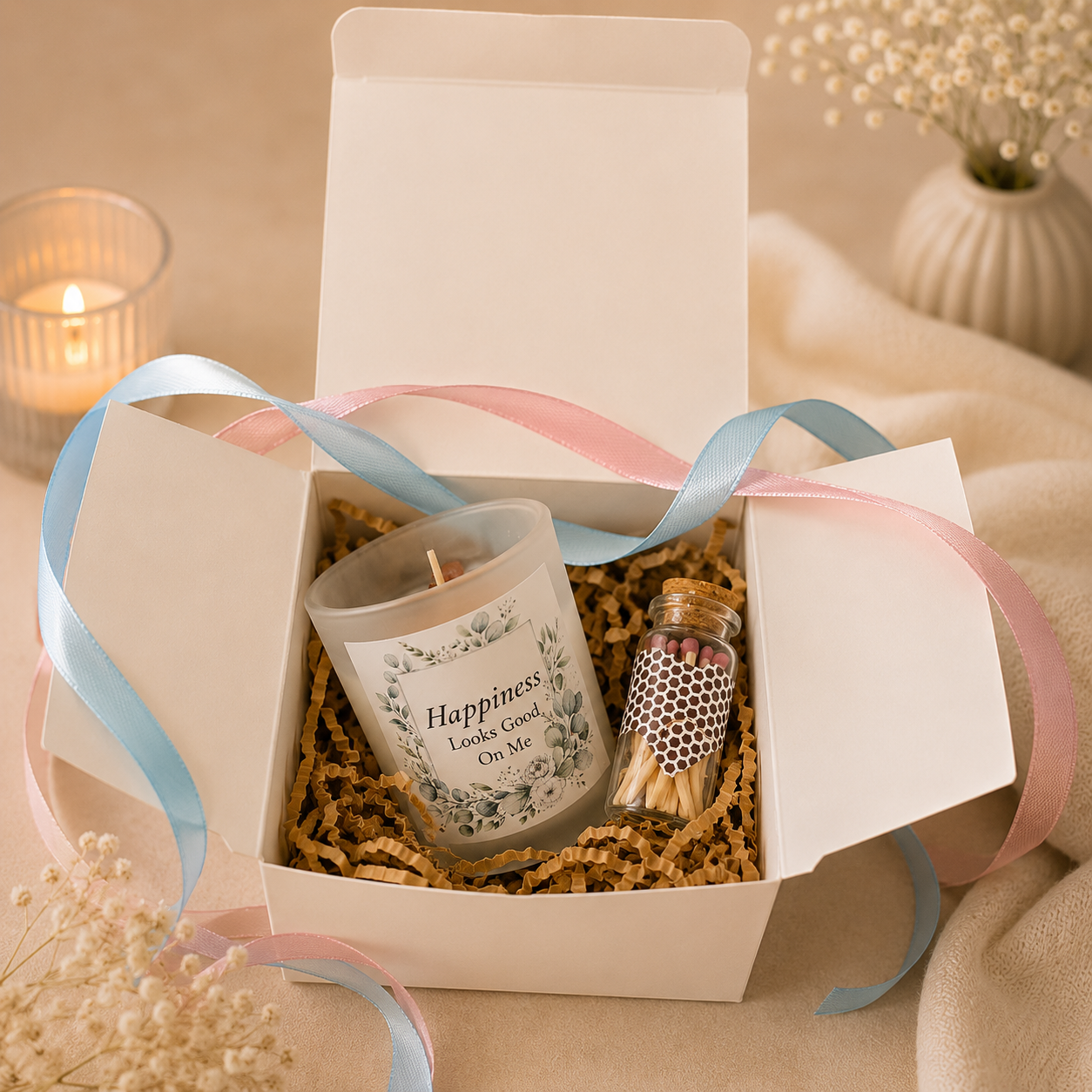 Handmade Crystal Scented Candle – Self-Care, Healing, Happiness & Confidence Gift