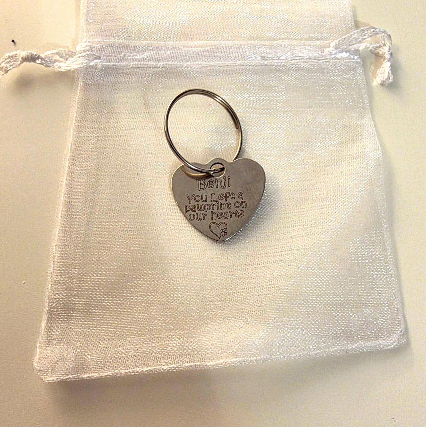 Pet Memorial Circle keyring - custom engraved dog cat rabbit stainless steel Keepsake
