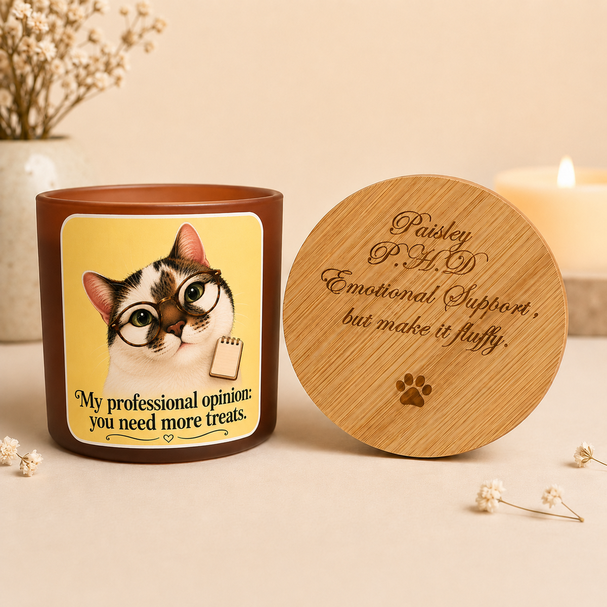 Personalised Cat Photo - Pet Therapist Funny Candle - More Treats