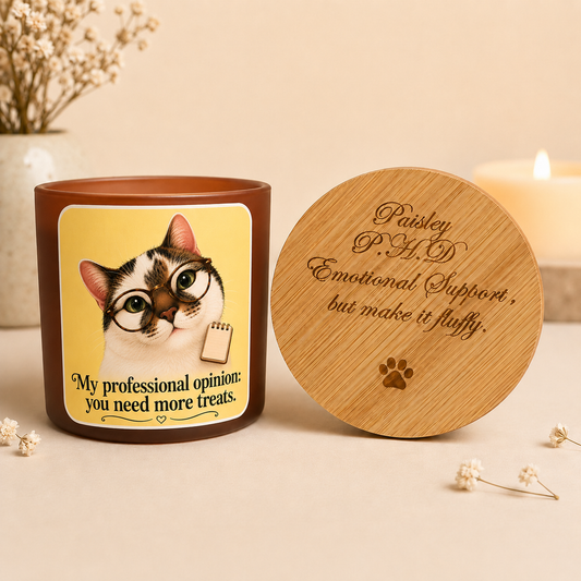 Personalised Cat Photo - Pet Therapist Funny Candle - More Treats