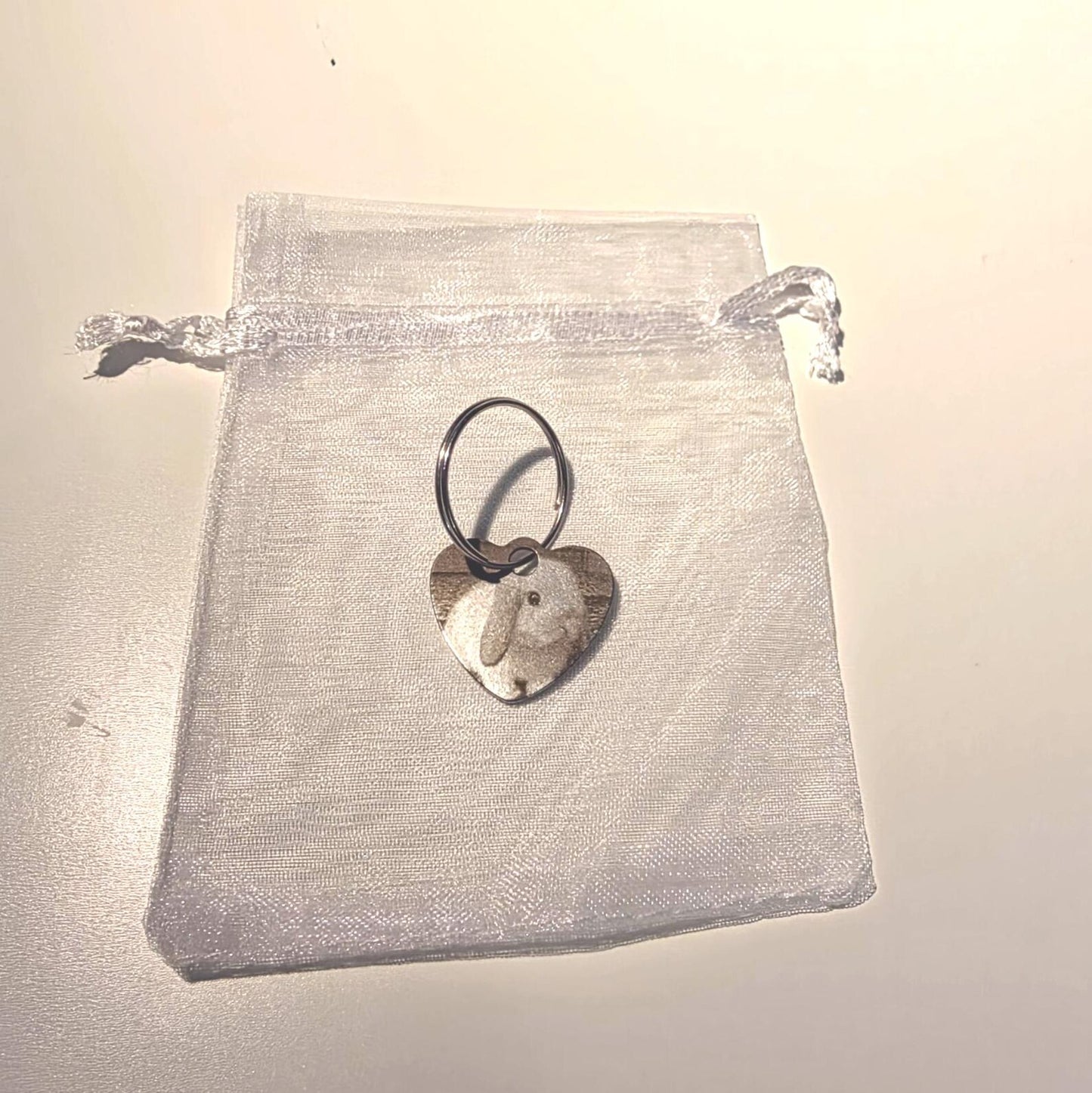Pet Memorial Heart keyring - custom engraved cat rabbit dog stainless steel Keepsake