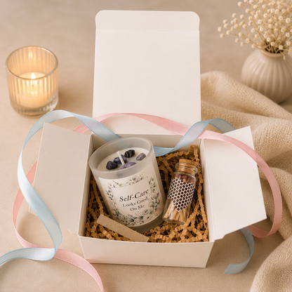 Handmade Crystal Scented Candle – Self-Care, Healing, Happiness & Confidence Gift