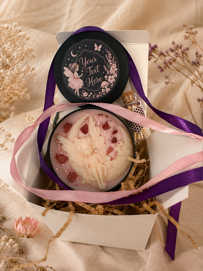 Personalised Fairy Crystal Candle, Hand Poured Soy Wax, Snow Pixie Scent