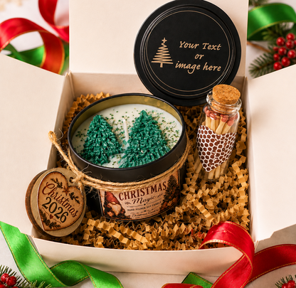 Custom Text Christmas Gift Hand Poured Soy Scented Candle Gift Set
