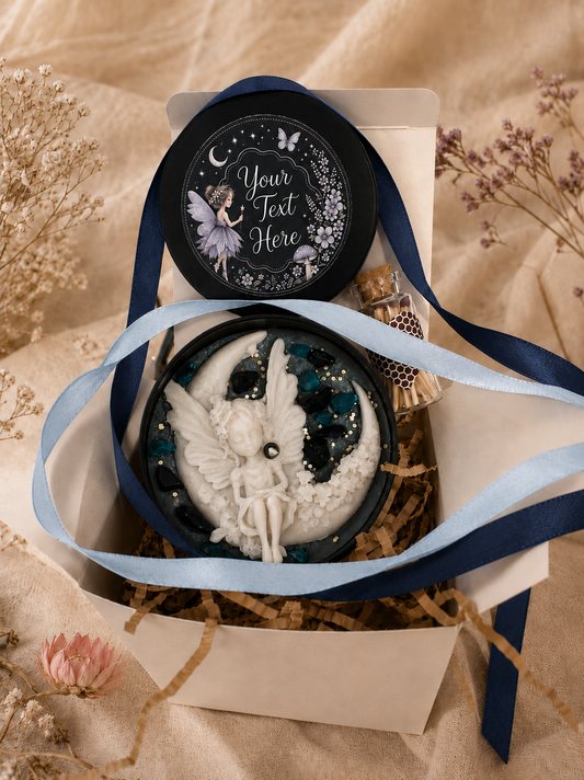 Personalised Fairy Moon Candle, Hand Poured Soy Wax Gift Set