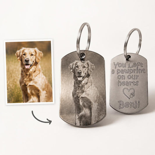 Pet Memorial keyring - custom engraved cat dog rabbit stainless steel Keepsake