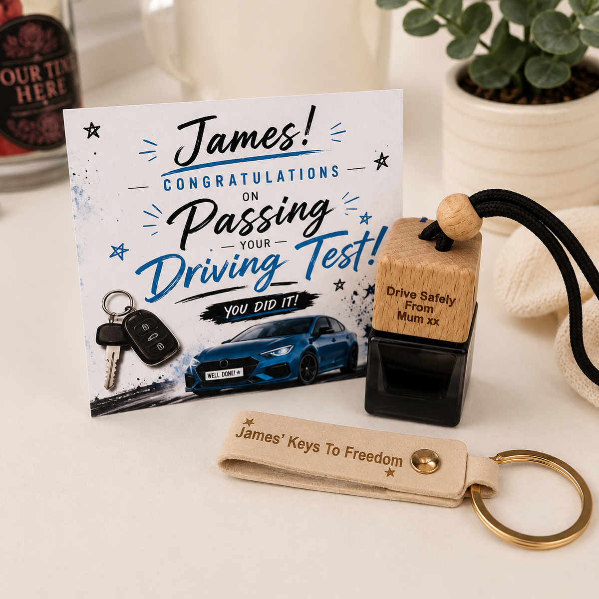 Personalised New Driver Gift Box for Him – Keyring & Car Freshener