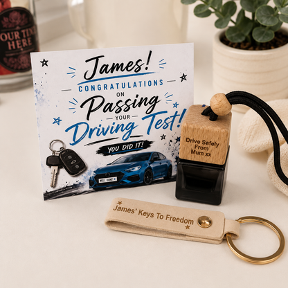 Personalised New Driver Gift Box for Him – Keyring & Car Freshener
