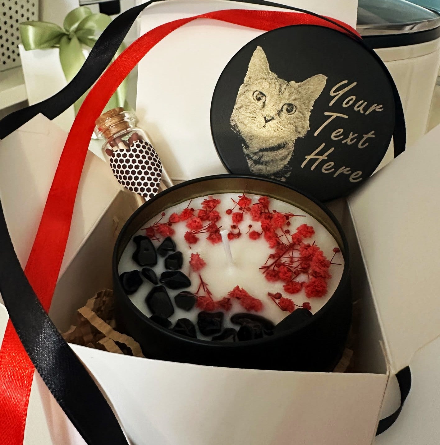 Personalised Pet Photo Hand Poured Candle, Custom Laser Engraved Lid, Pet Memorial Gift