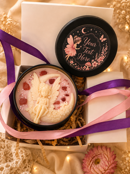 Personalised Fairy Crystal Candle, Hand Poured Soy Wax, Snow Pixie Scent