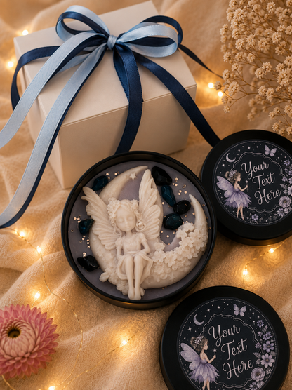 Personalised Fairy Moon Candle, Hand Poured Soy Wax Gift Set