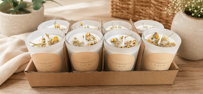 Calming Camomile Hand Poured Soy Self Care Self Love Candle Gift Set Anti Stress