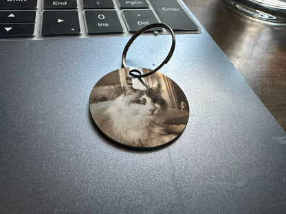 Pet Memorial Circle keyring - custom engraved dog cat rabbit stainless steel Keepsake