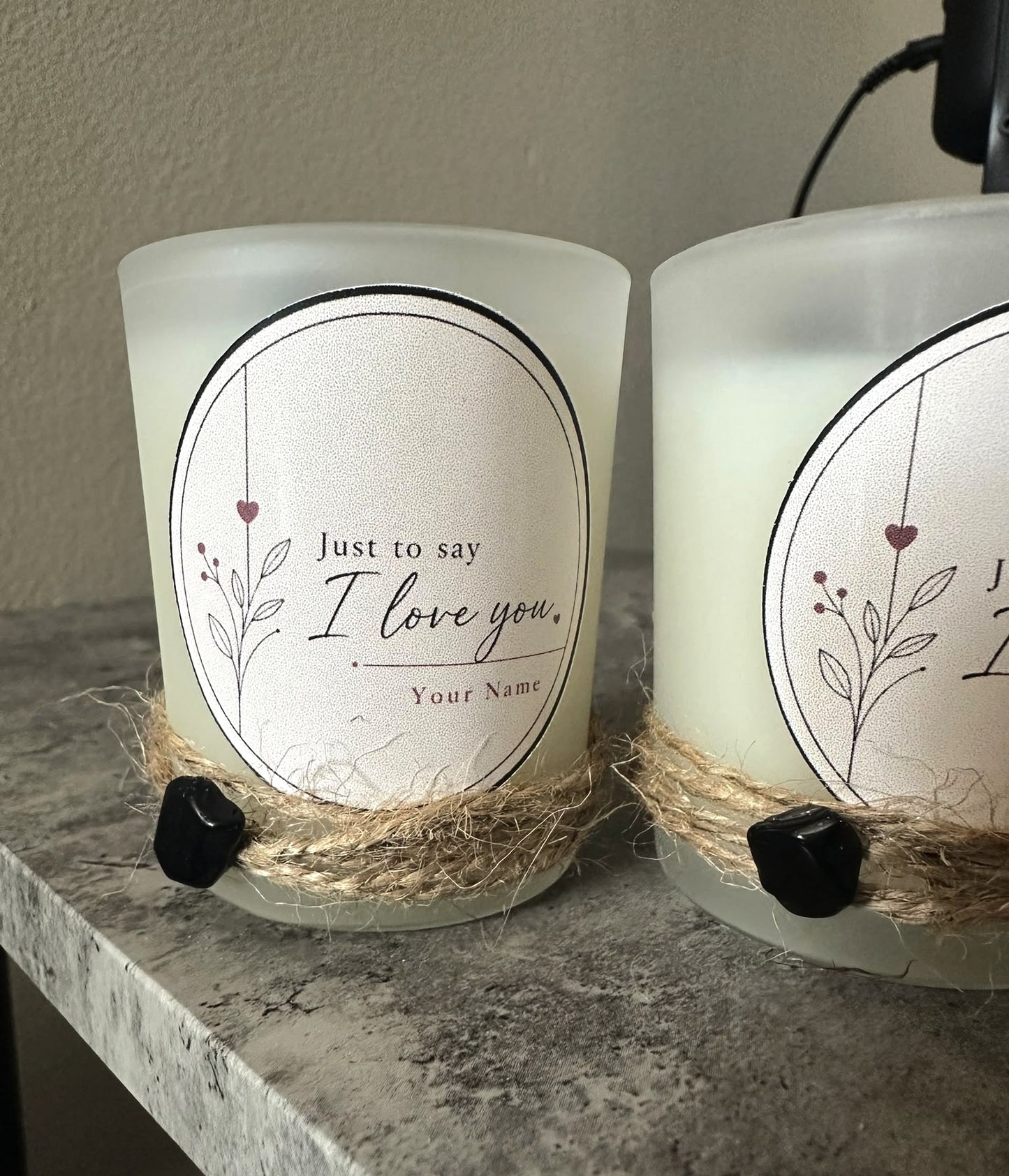 Custom Name I Love You Crystal Hand Poured Candle Strawberry Quartz