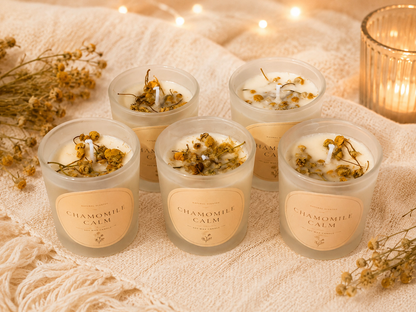 Calming Camomile Hand Poured Soy Self Care Self Love Candle Gift Set Anti Stress
