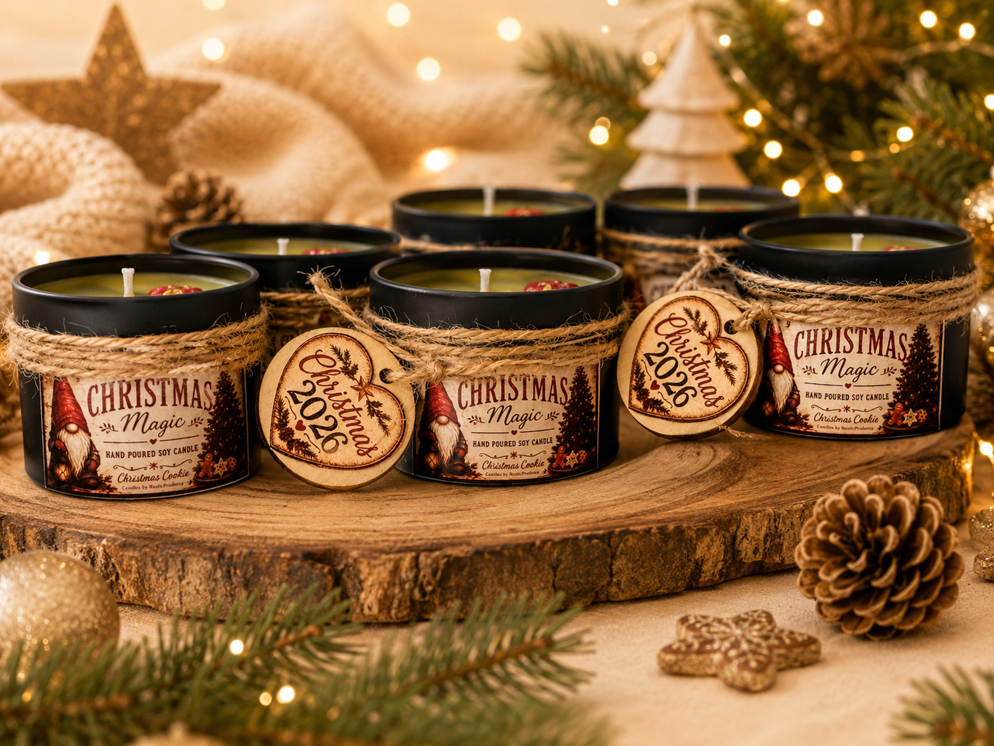 Custom Text Christmas Gift Hand Poured Soy Scented Candle Gift Set