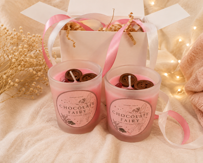 Crystal Chocolate Fairy Fruity Hand Poured Pink Candle Strawberry Quartz