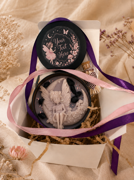 Personalised Fairy Moon Candle, Hand Poured Soy Wax Gift Set