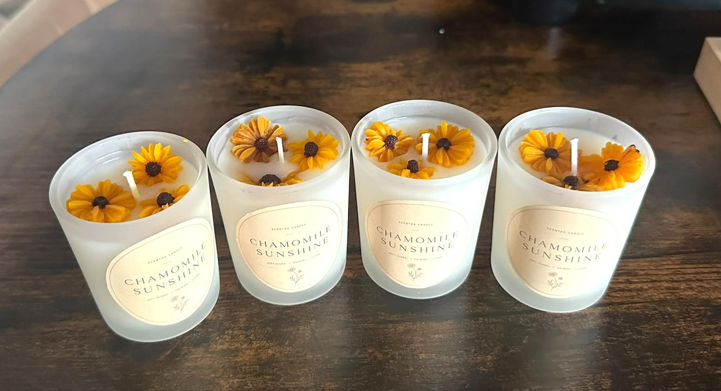 Calming Camomile Hand Poured Soy Self Care Self Love Candle Gift Set Anti Stress