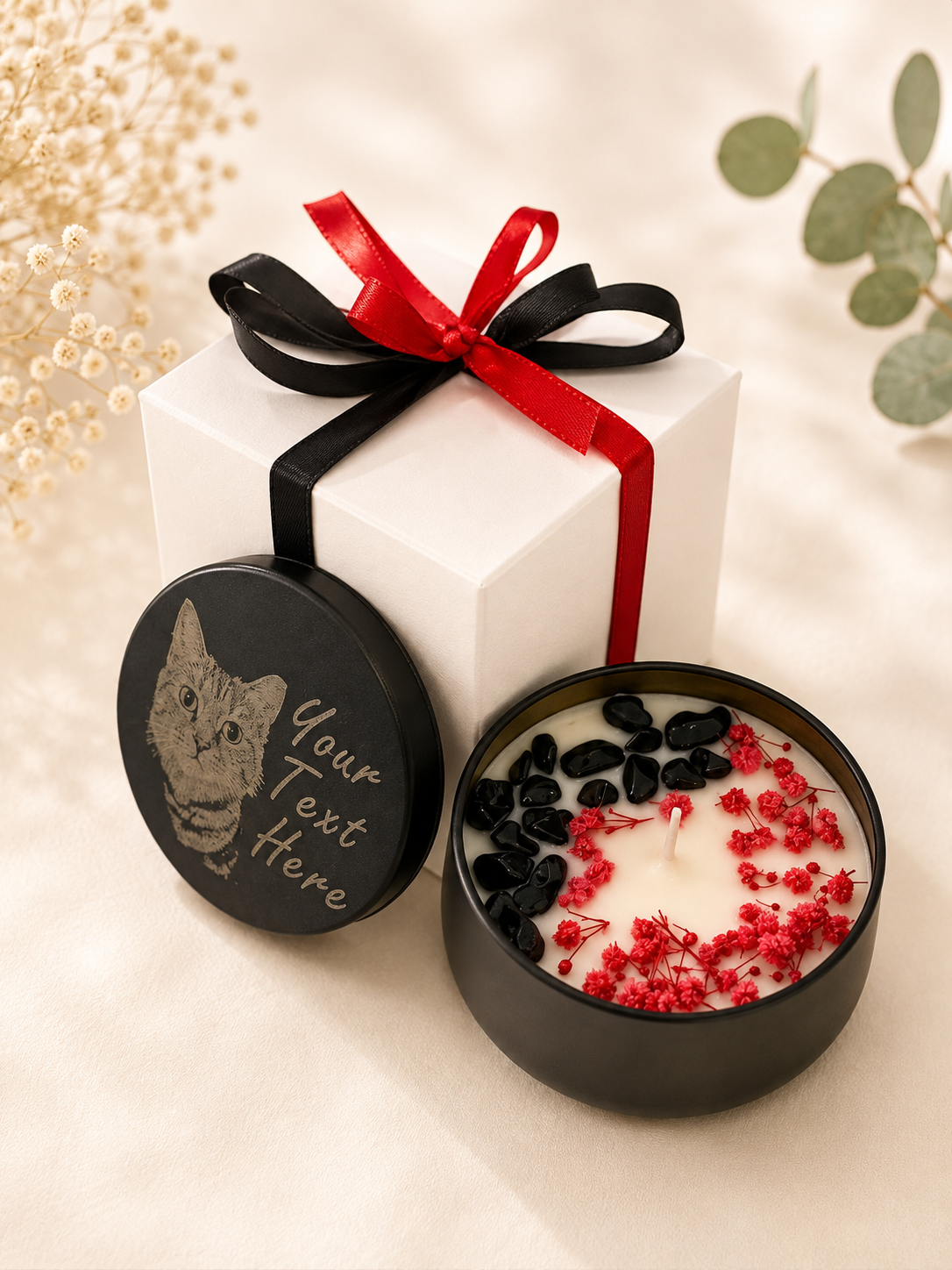 Personalised Pet Photo Hand Poured Candle, Custom Laser Engraved Lid, Pet Memorial Gift