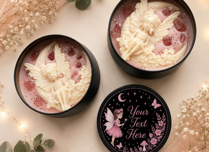 Personalised Fairy Crystal Candle, Hand Poured Soy Wax, Snow Pixie Scent