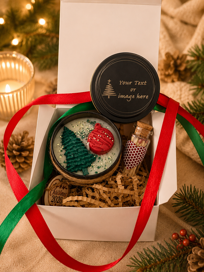 Custom Text Christmas Gift Hand Poured Soy Scented Candle Gift Set