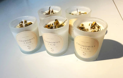 Calming Camomile Hand Poured Soy Self Care Self Love Candle Gift Set Anti Stress