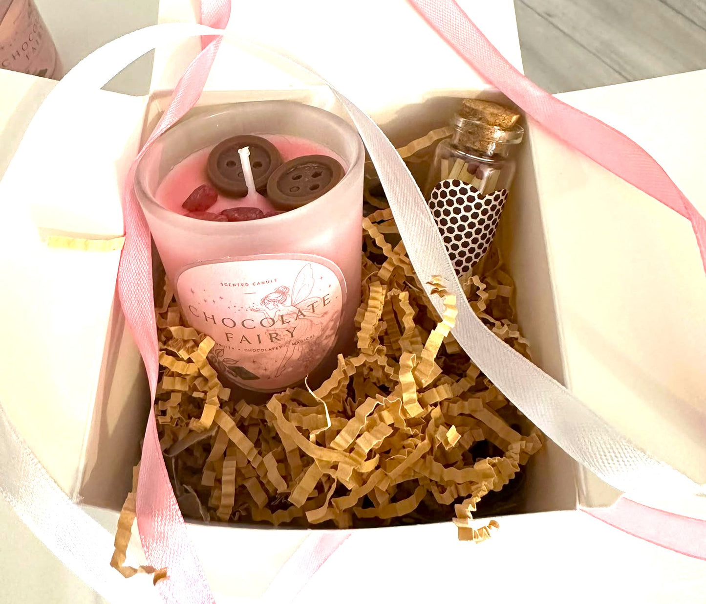 Crystal Chocolate Fairy Fruity Hand Poured Pink Candle Strawberry Quartz