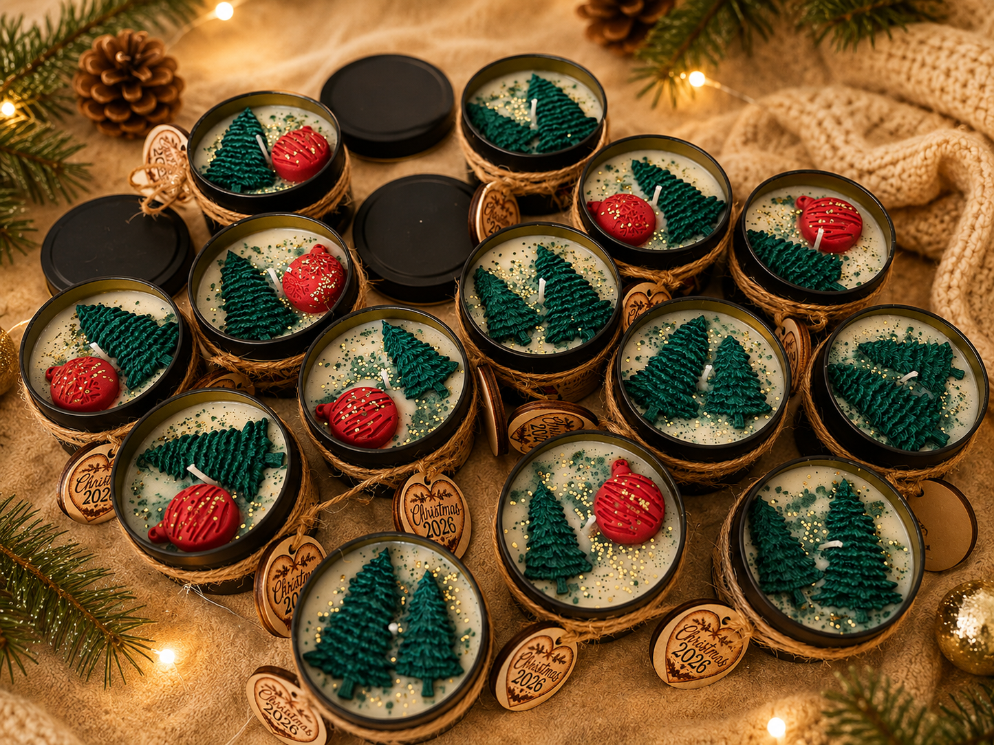 Custom Text Christmas Gift Hand Poured Soy Scented Candle Gift Set