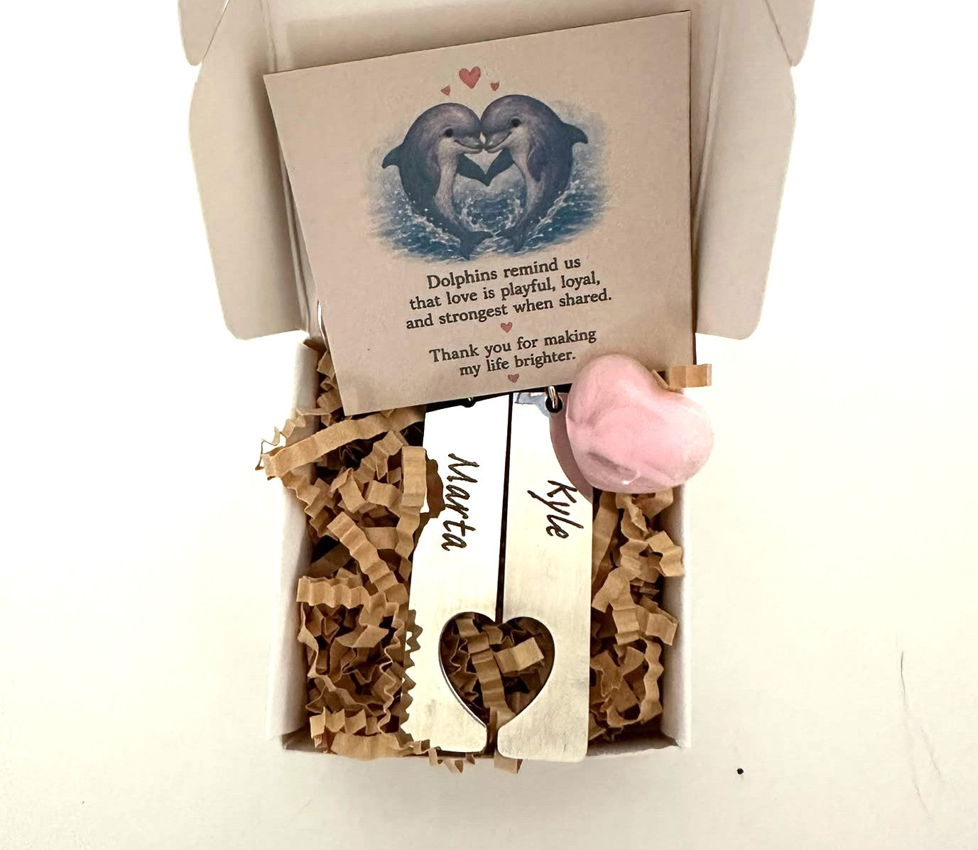 Personalised Couples Friends Keyrings Set Matching Heart Gift Box