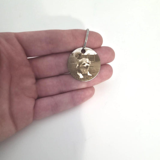 Pet Memorial Circle keyring - custom engraved dog cat rabbit stainless steel Keepsake