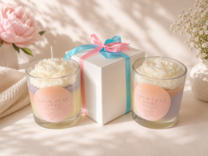 Personalised Pastel Peony Scented Candle – Custom Text Floral ,Handmade