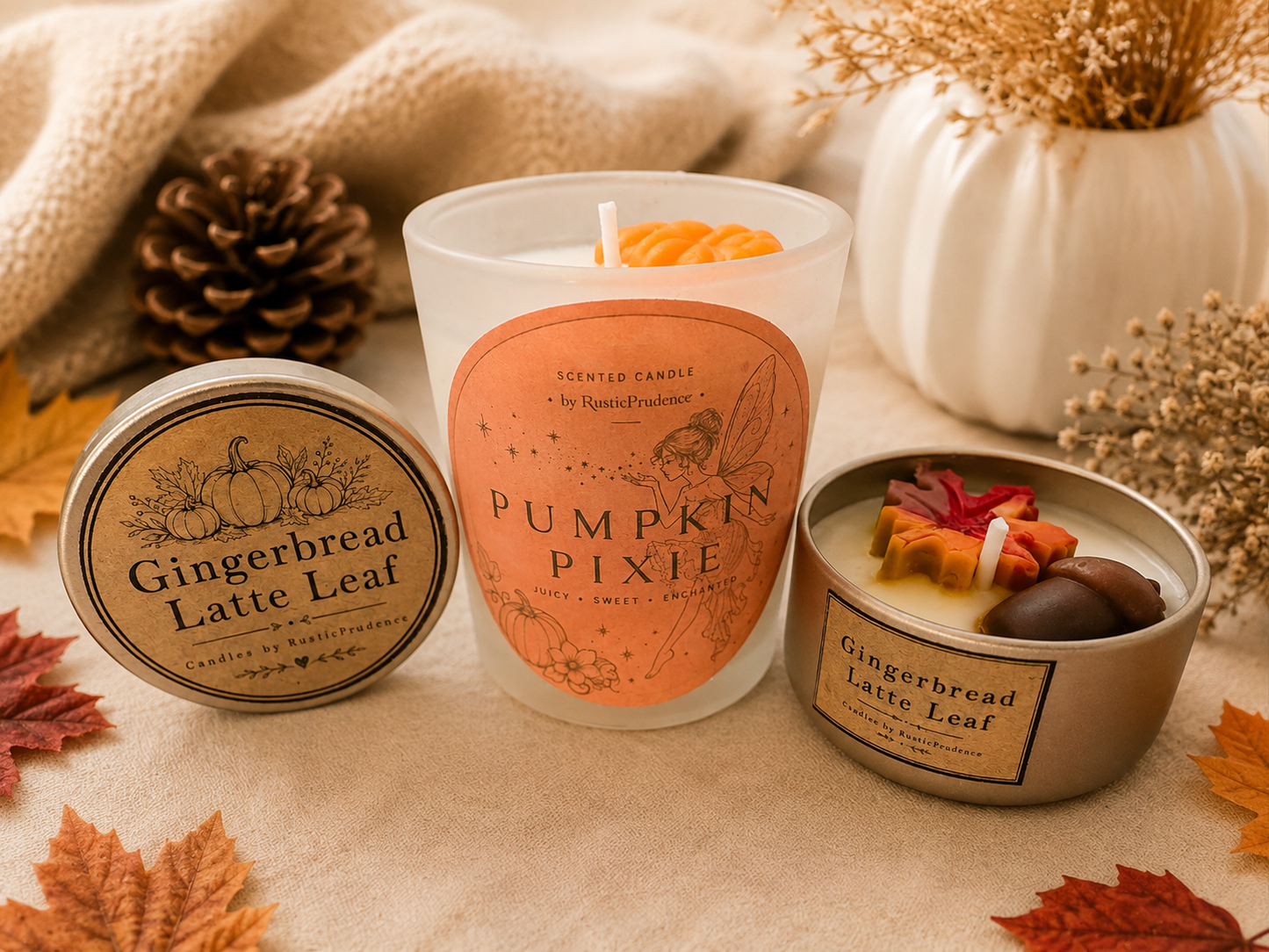 Autumn Pumpkin Lover Hand Poured Soy Scented Candles Gift Set