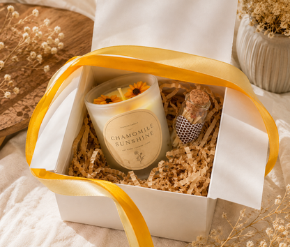 Calming Camomile Hand Poured Soy Self Care Self Love Candle Gift Set Anti Stress