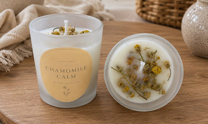 Calming Camomile Hand Poured Soy Self Care Self Love Candle Gift Set Anti Stress