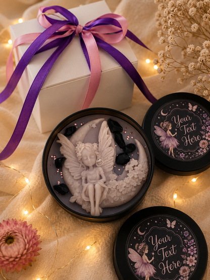 Personalised Fairy Moon Candle, Hand Poured Soy Wax Gift Set