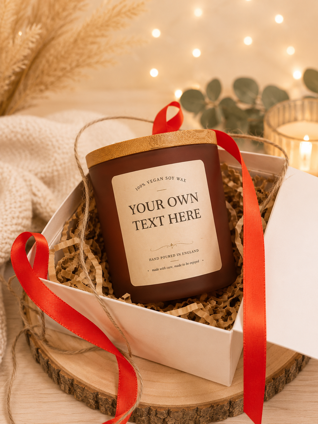 Autumn Custom Text Candle 4oz/Personalised Text/ Thank You Gift/Soy Wax Vegan