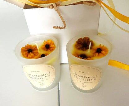 Calming Camomile Hand Poured Soy Self Care Self Love Candle Gift Set Anti Stress