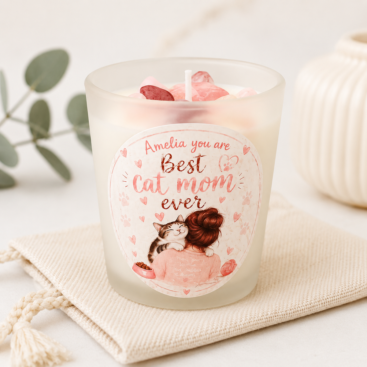 Personalised Cat Mom Gift Box – Photo Keyring & Candle