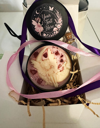 Personalised Fairy Crystal Candle, Hand Poured Soy Wax, Snow Pixie Scent