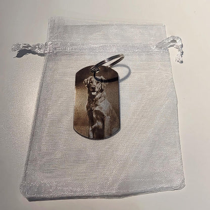 Pet Memorial keyring - custom engraved cat dog rabbit stainless steel Keepsake