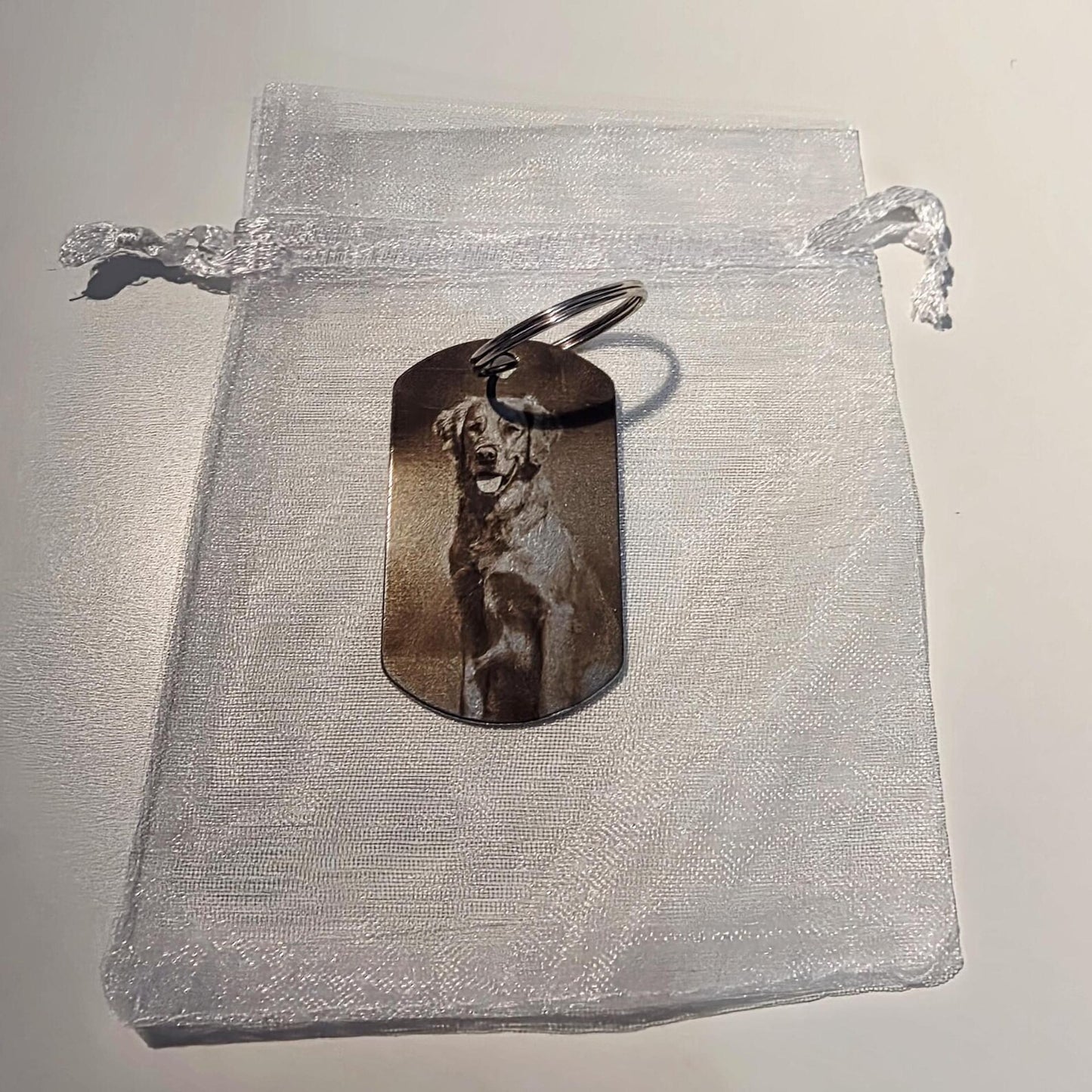 Pet Memorial Circle keyring - custom engraved dog cat rabbit stainless steel Keepsake