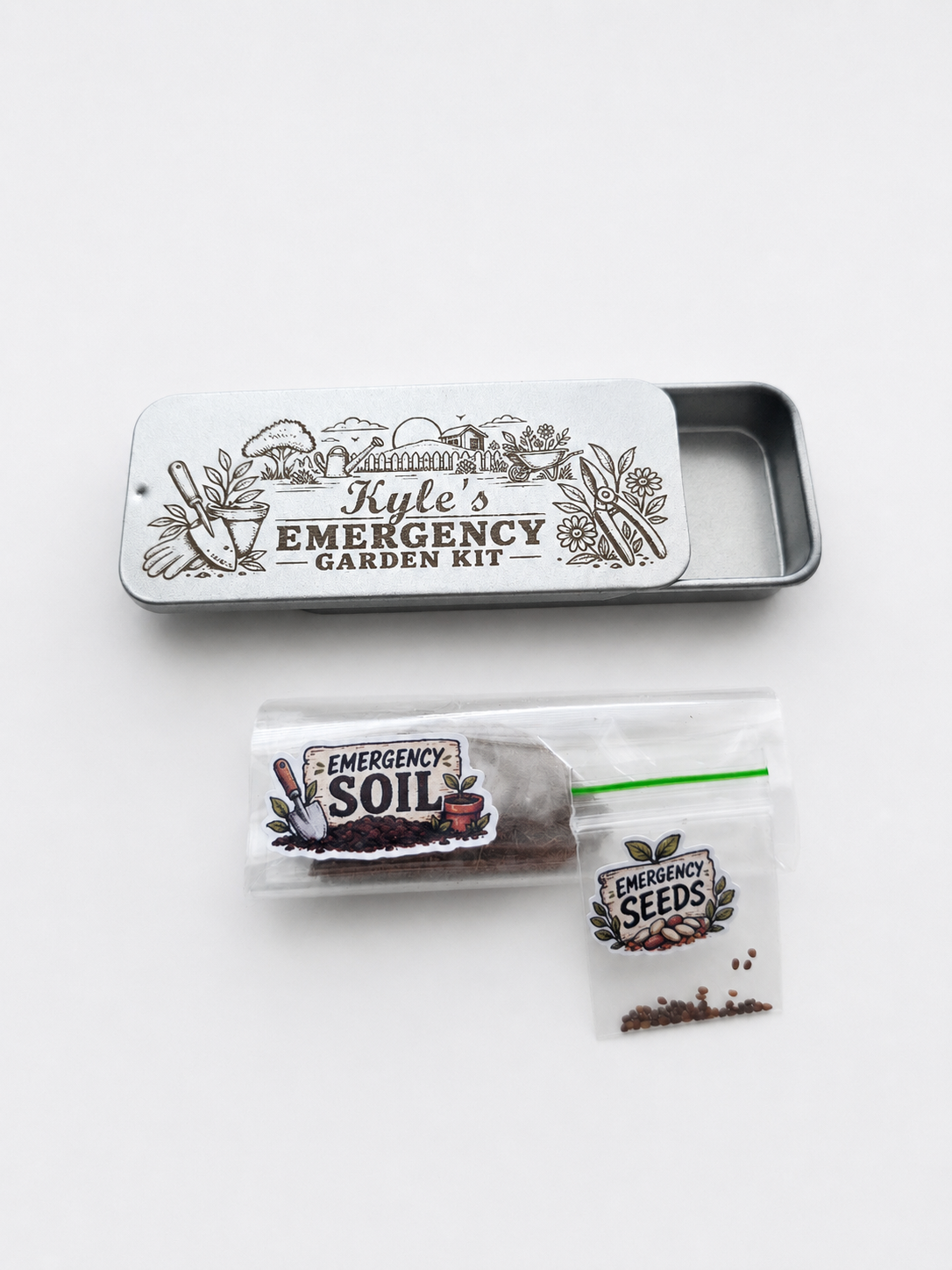 Personalised Garden in a Tin - Emergency Garden Kit